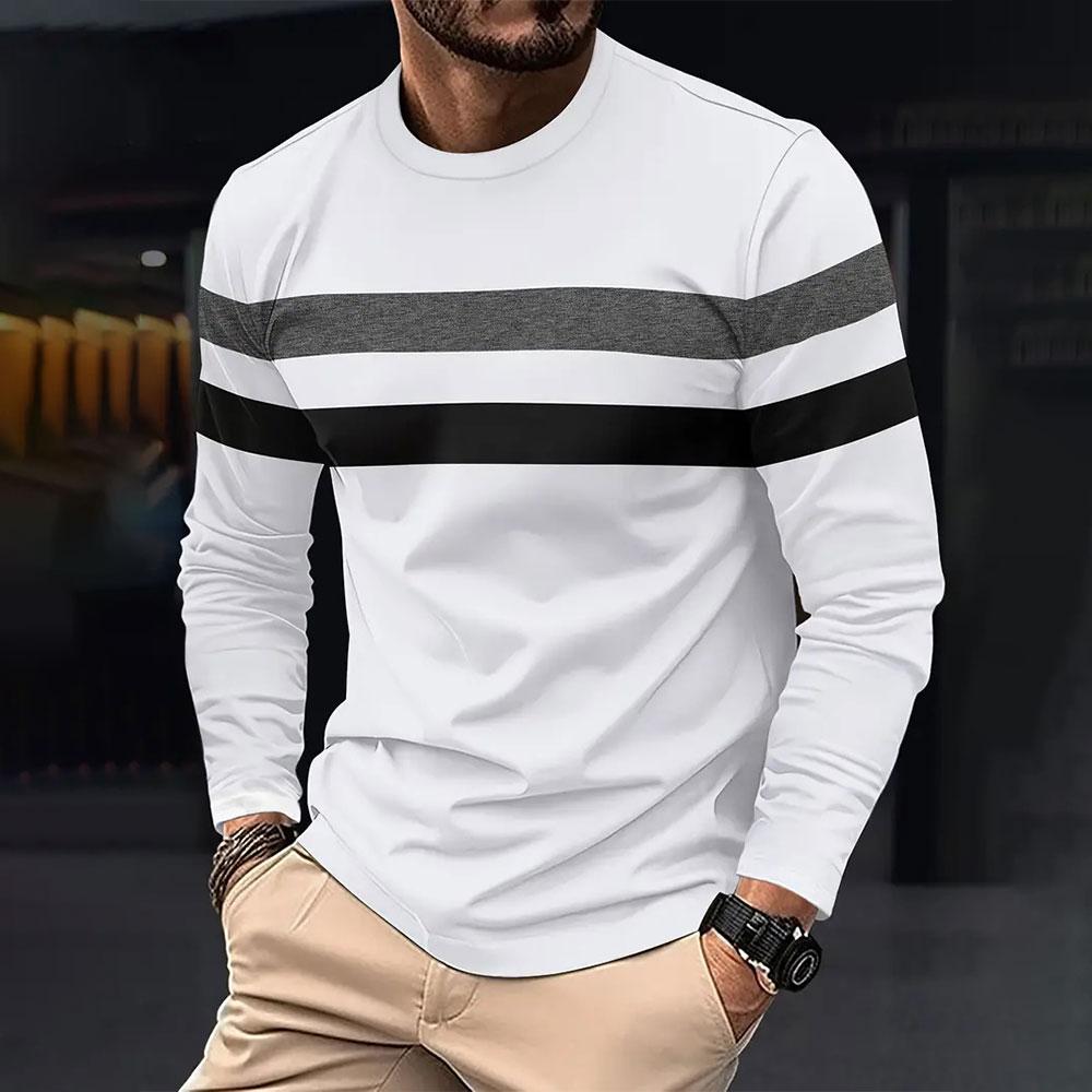 Men's Large Size Loose 3d Color T-shirt Autumn New Fashion Round Neck Long Sleeve Tshirt Men Street Daily Casual Sports Shirt