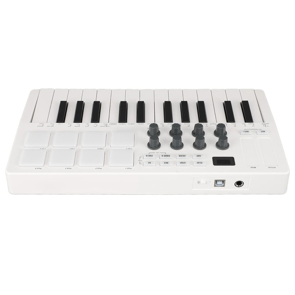 USB MIDI Keyboard Controller 25 Key MIDI Control Keyboard with 8 MPC Beat Pads 8 Backlit Drum Pads