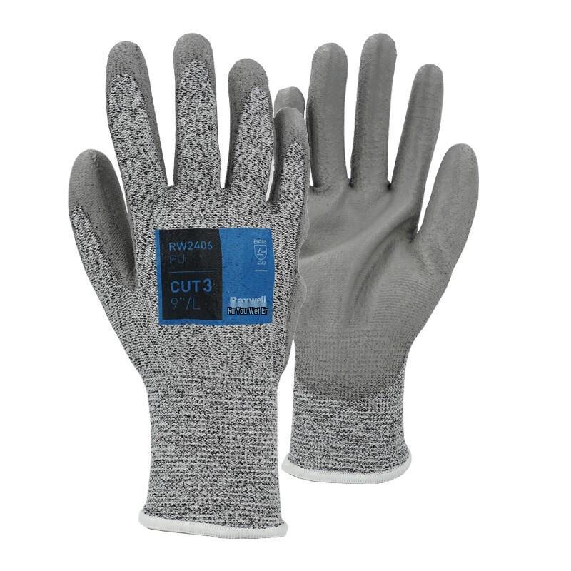 Raxwell Level 3 Cut Resistant PU Coated Work Gloves