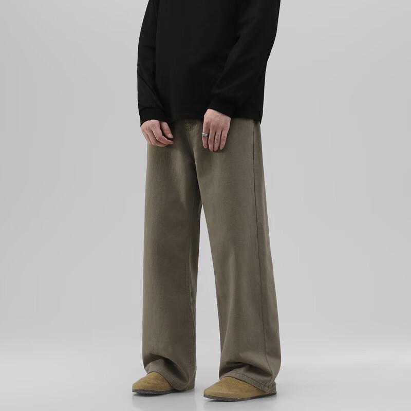 Pánské těžké 100% bavlněné prané kalhoty volného střihu s rovnými nohavicemi