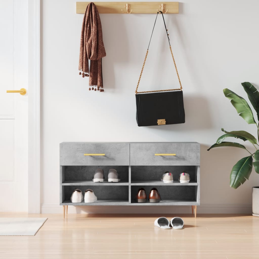 Vidaxl Bank mit Schuhablage, Betongrau, 102x35x55 cm