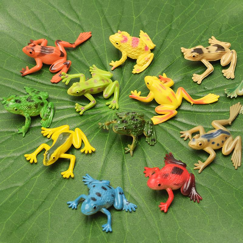 Tropical Rainforest Mini Frog Toys - Set of 12 Amphibian Reptile Landscaping Props