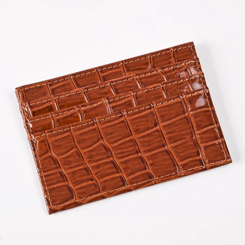 Women's Thin Business Credit Card Case Bag Student Id Bus Card Cover Purse Crocodile Pattern Card Holder Wallet Pu Leather