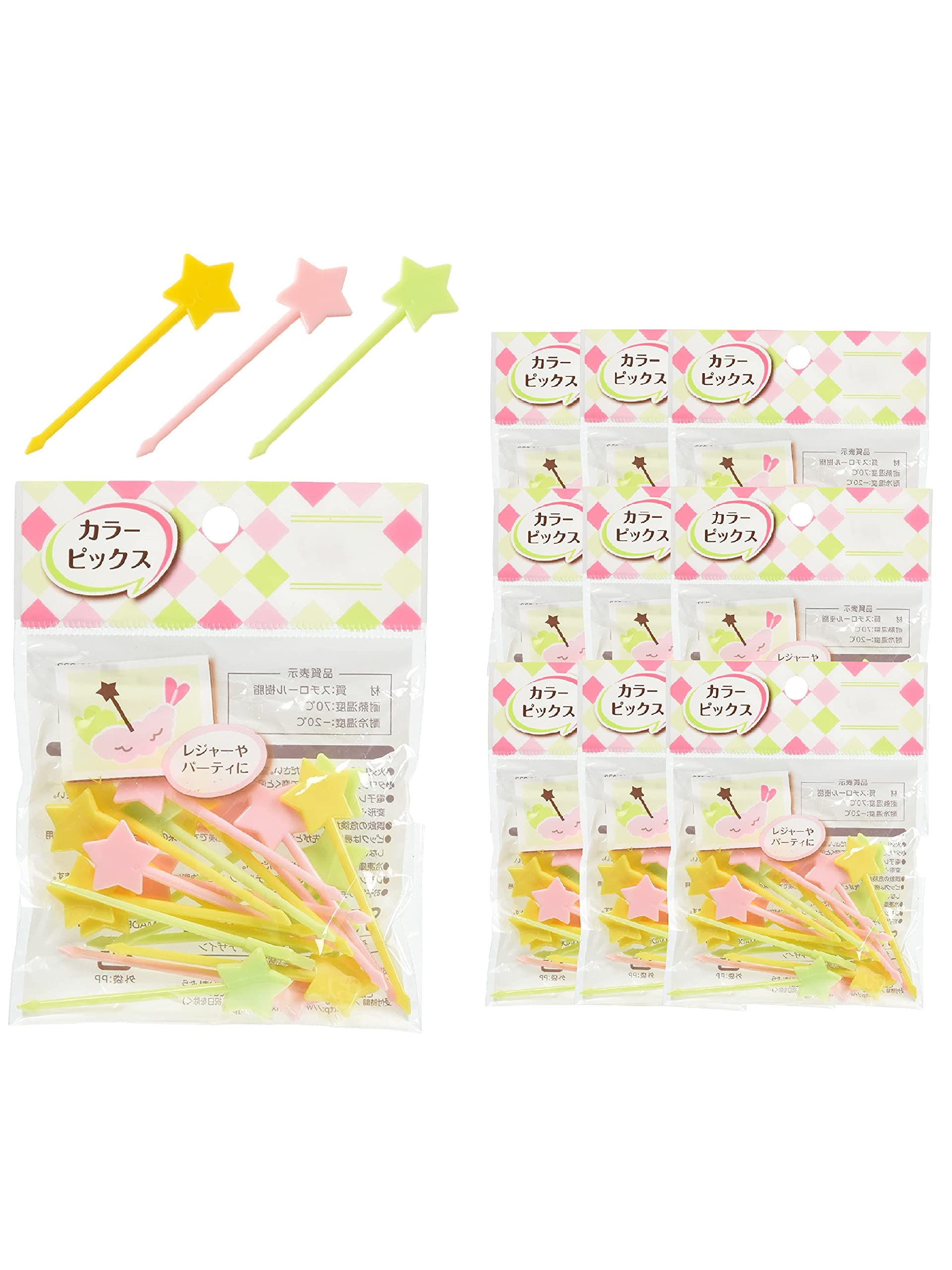 

Strix Design Bento Picks, Color Picks, Made in Japan, 200 Picks (20 Picks x 10 Packs), 3 Colors, Star Design, Cute and Stylish, Perfect for Bento
