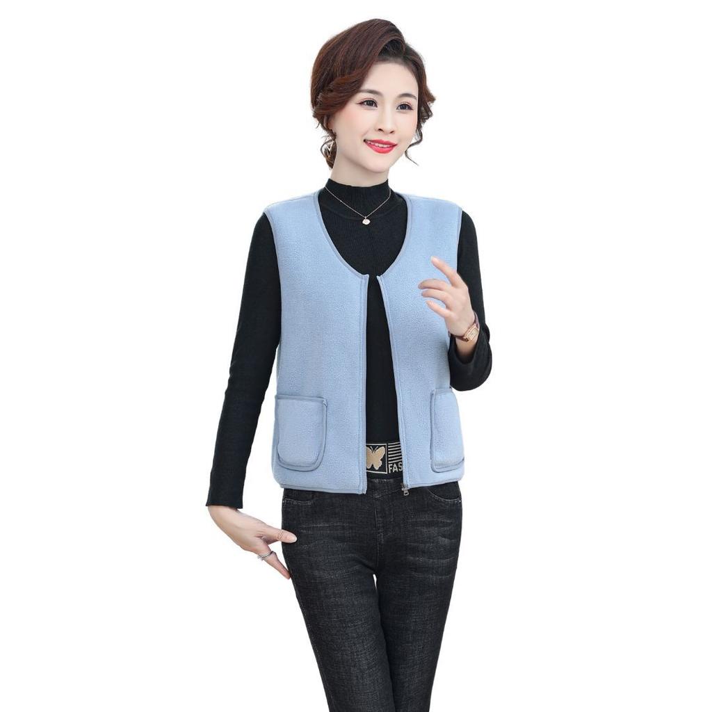 Neue Herbst- und Winter-Fleeceweste warme Jacke für Frauen mittleren und höheren Alters mit Fleece große Größe Weste