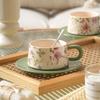 Pastoral Flower Small Fresh Ceramic Coffee Cup and Saucer Set Exquisite Niche Water Cup Summer Large Capacity Women's Cup