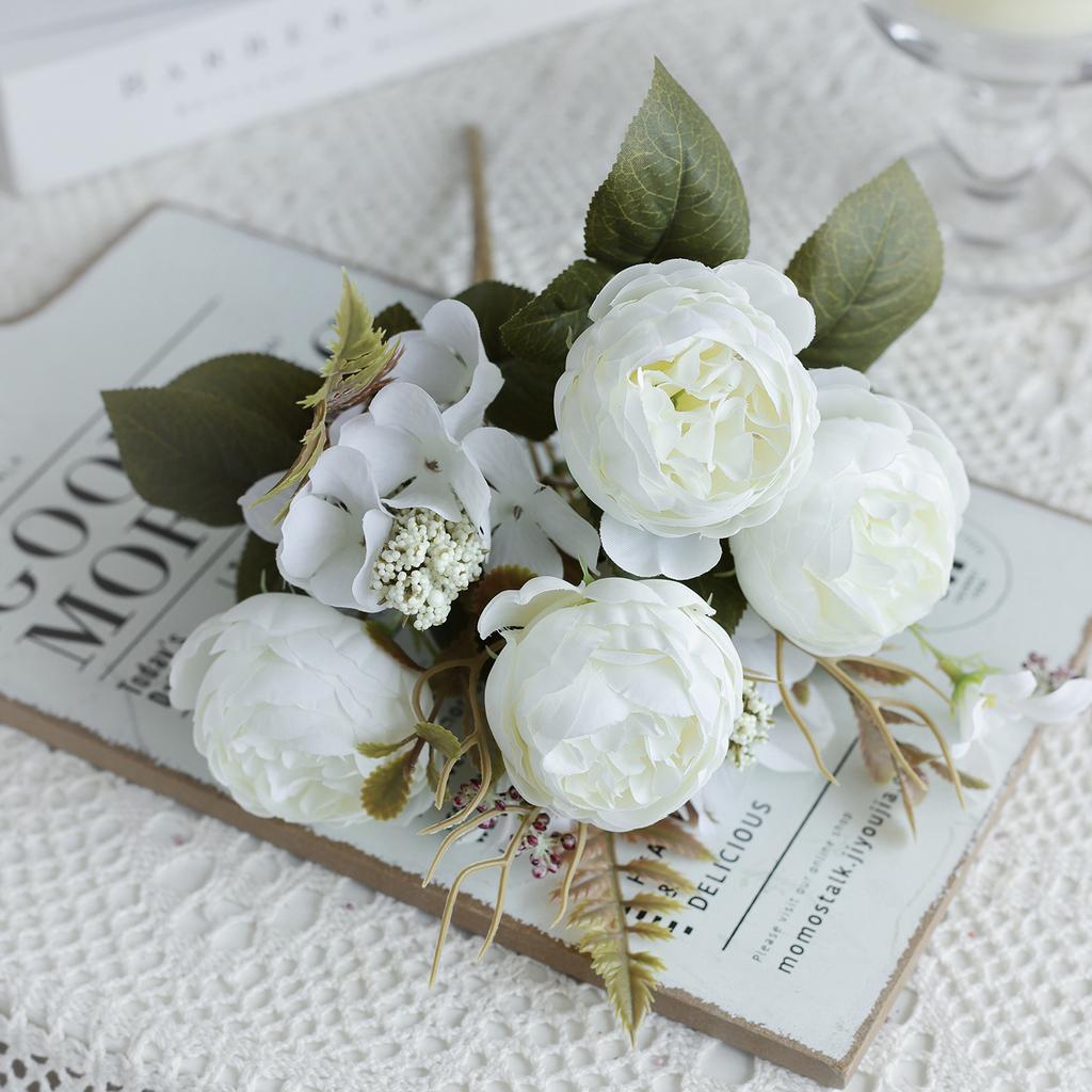 1/3PCS Artificial Flowers Wedding Party Home Bedroom Decorations Bridal Bouquets Garden Fake Silk Peony Hydrangeas Vase Outdoor