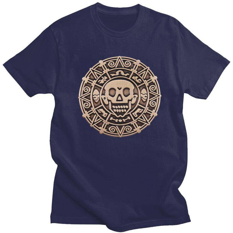Custom Mens Aztec Pirates Caribbean Skull T Shirts Short Sleeves Cotton Tshirt Tshirt Leisure Tees Clothing