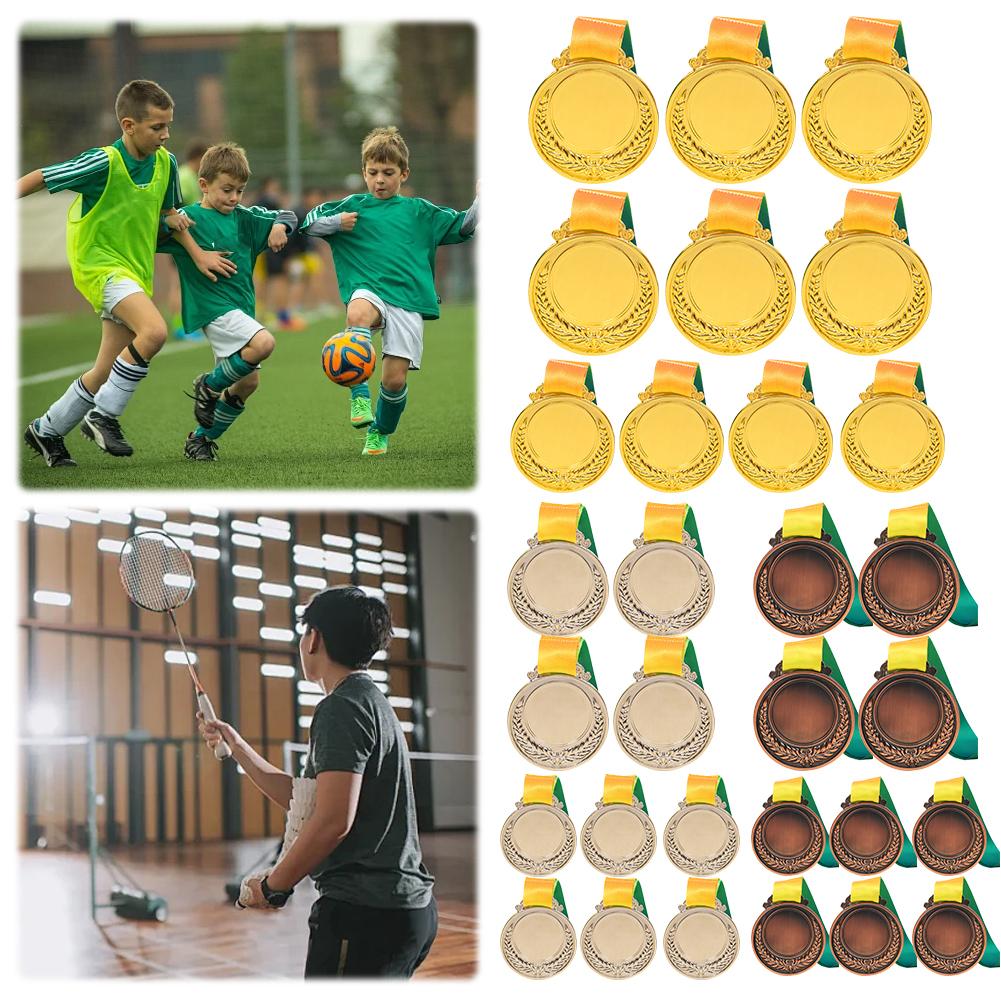 10Pcs Gold/Silver/Bronze Medal Award Medals with Neck Ribbon Students Rewards Metal Winner Medals for Talent Show Party Race