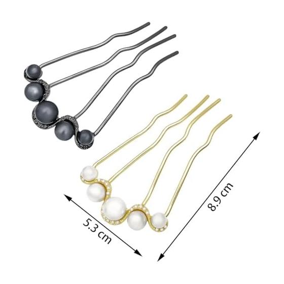 Nightclub Roller Comb Set of 2, Pearl Hair Comb, U-Shaped Hair Accessory, Hair Clip, Fashion, Formal Occasions, Parties, Everyday Wear, Secure Hold,