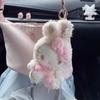 Kawaii Hello Kitty Plush Toy Keychain Sanrio Rabbit Ears Kt Cat Soft Stuffed Doll Pendant Car Key Ring Backpack Bag Decor