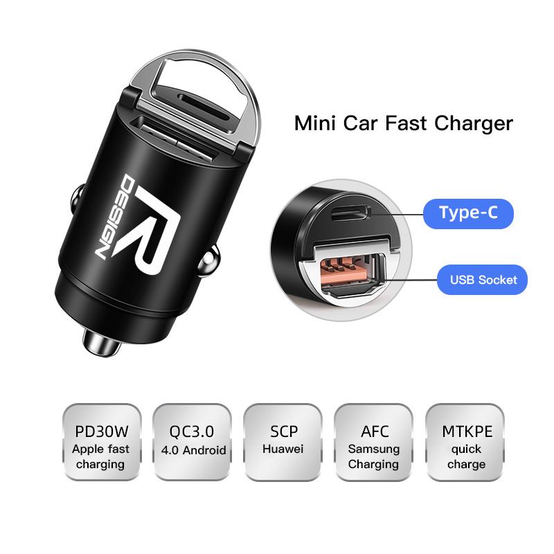 

Car Charger Mini USB Type-C Fast Charging Adapter Accessories For Volvo Rdesign XC90 XC40 XC60 V60 V70 V90 V40 EC40 EX40 S80 S60 чорний