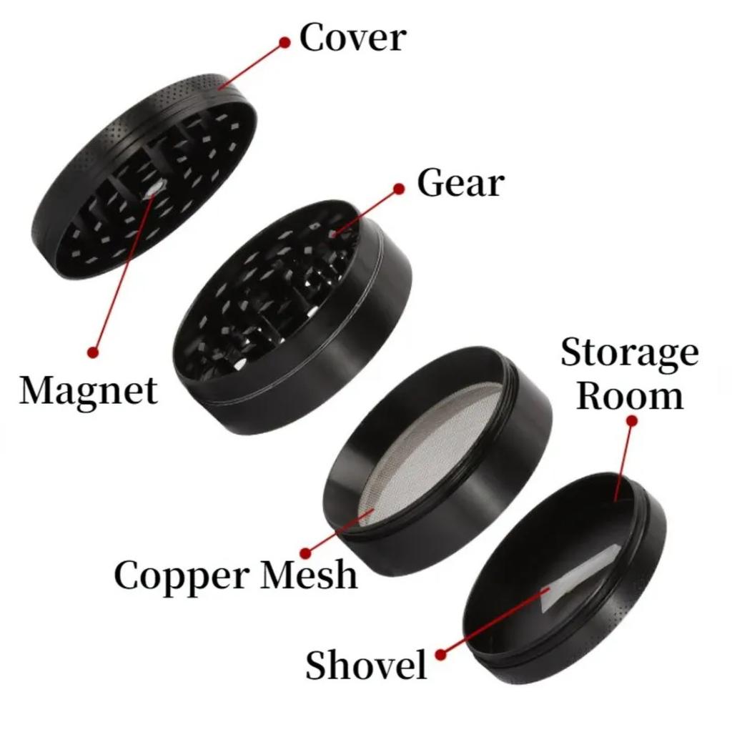 40mm 4-layer Metal Herbal Spice Grinder Made of Aluminum-zinc Alloy with Scraper Kitchen Utensil Smooth Portable Grinding Tool