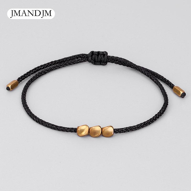 Buddhism Tibetan Copper Beads Bracelet Red Black Luck Rope Braided Bracelet & Bangles for Women Men Amulet Bracelet Jewelry