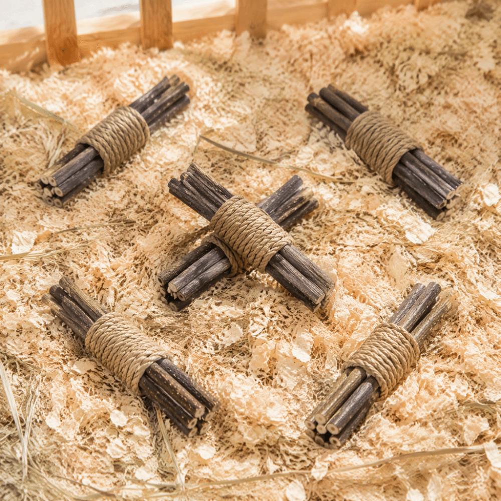 5pcs Wood Wooden Pet Chew Toys Sea Grass Rope Low Water Content Hamster Chew Stick Chewable Small Animal Chew Toy Teeth Grinding