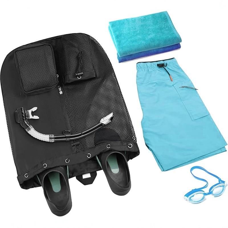 Swimming Bag Mesh Drawstring Backpack Beach Fitness and Exercise Storage Bag