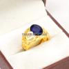 Blue Sapphire Oval Cut With 925 Sterling Silver Gold Plated Ring For Men #B619 JL375686515286