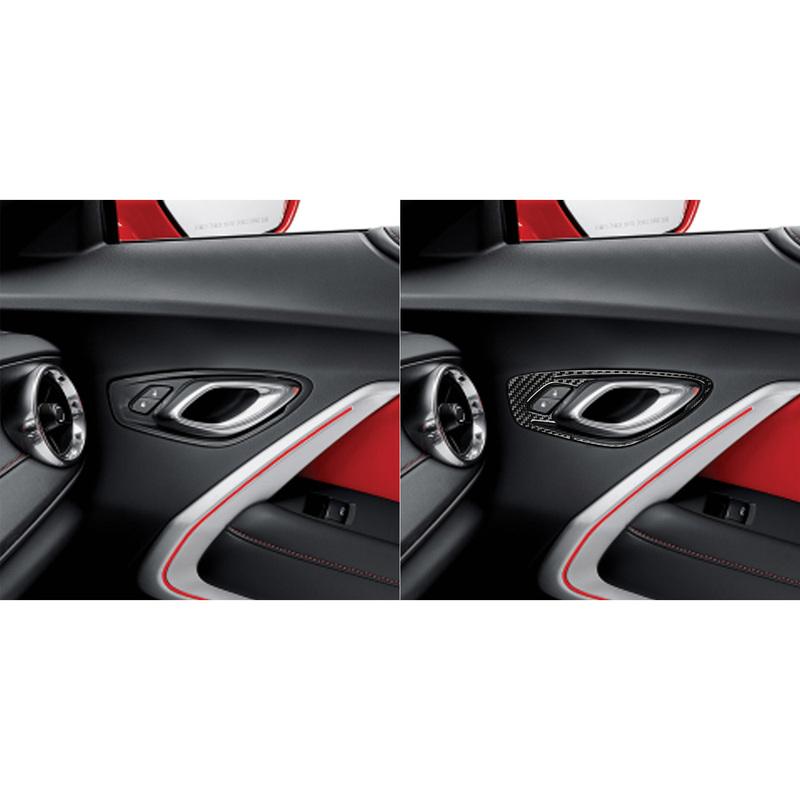 Accessoires de voiture en fibre de carbone véritable Cadre de poignée de porte Couvercle de garniture décorative Autocollant souple Pour Chevrolet Camaro 6ème Génération 2016-2025