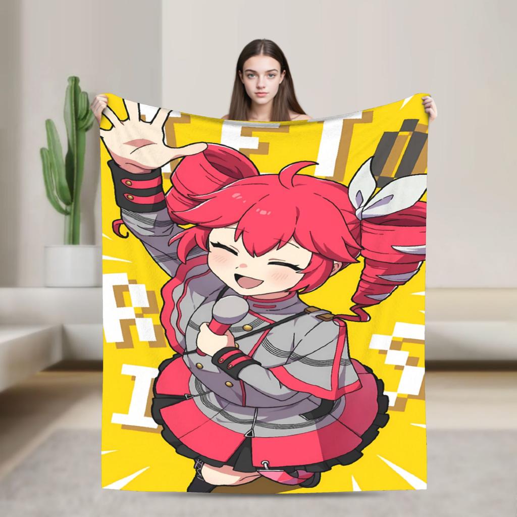 Teto Kasane Chibi Cartoon Anime Blanket Warm Novelty Plush Throw Blanket For Couch Chair Sofa Bed Flannel Bedspread Bed Cover