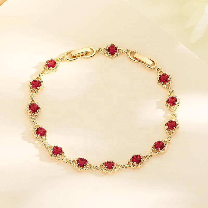 China Factory Top Design 18K Gold Plated Cubic Zircon Custom Charm Bracelet Fashion Jewellery Import Accessories