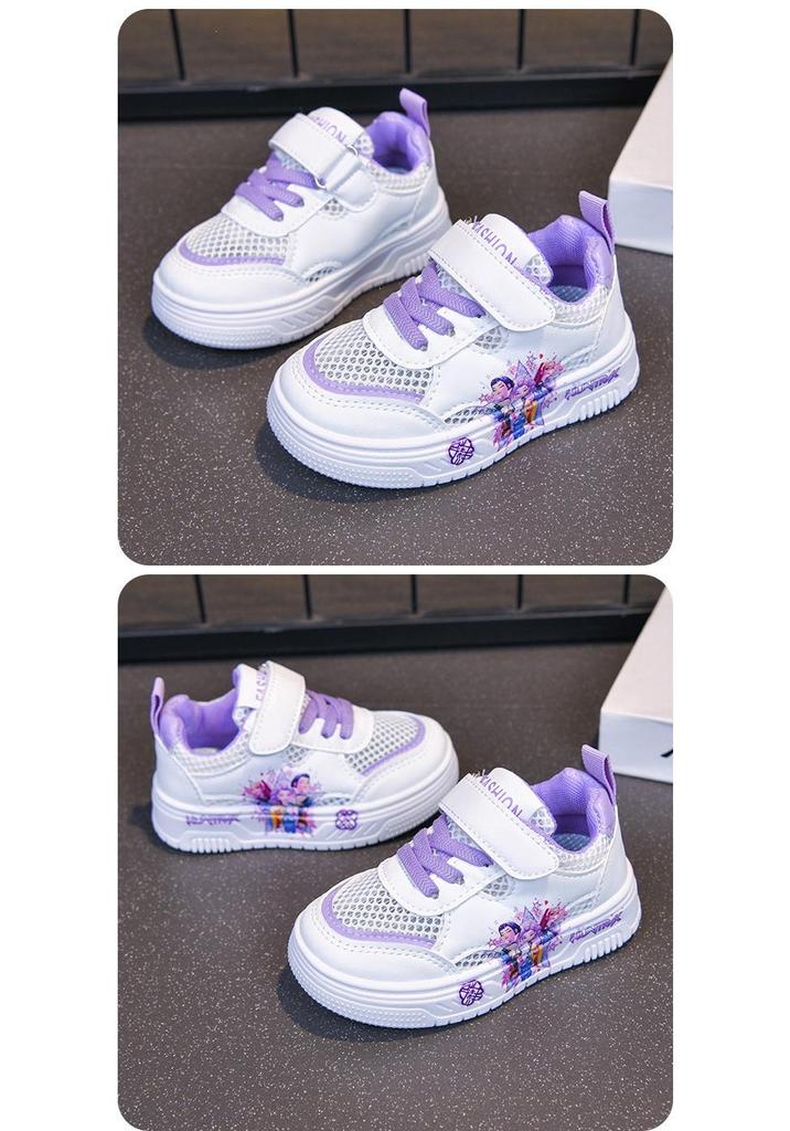 2026 Girls' Cartoon Princess White Sports Shoes - Summer Casual Fashion for Big Kids
