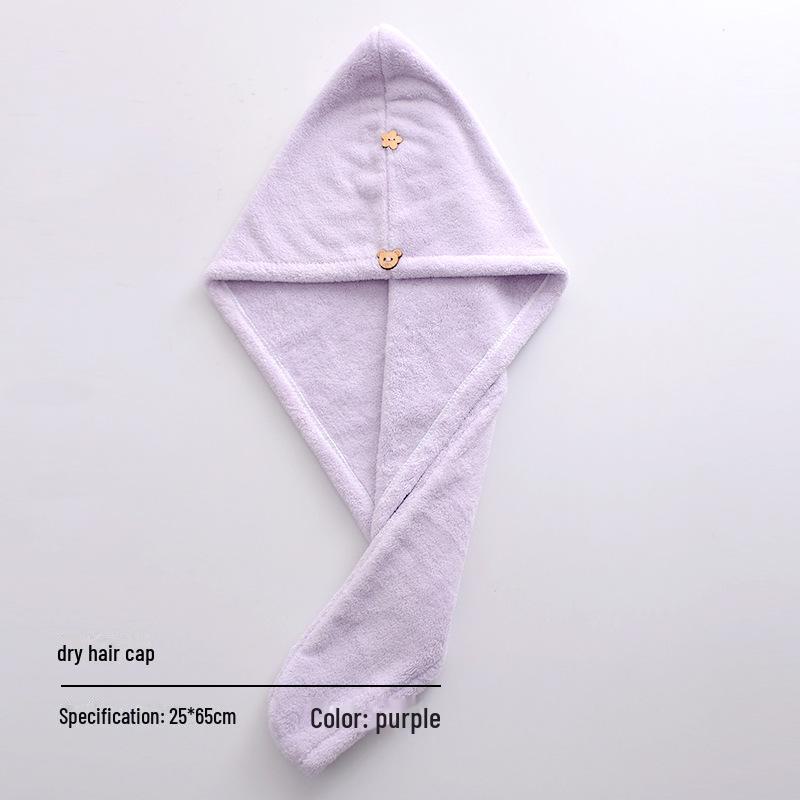 Women's Quick-Dry Coral Fleece Bath Wrap with Buckle, Hair Cap, and Cute Makeup Headband