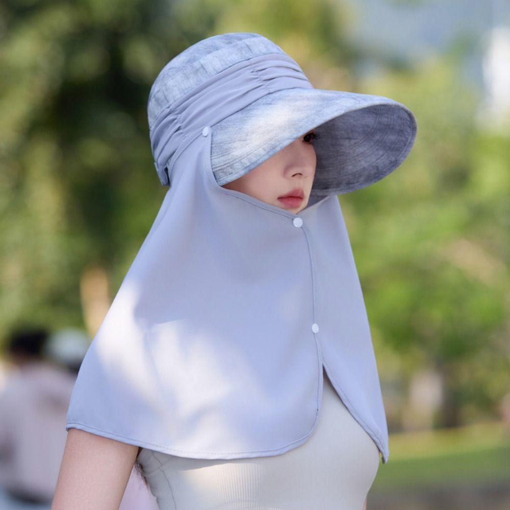 Adjustable Sunshade Sun Hat Wide-Brimmed Neck Protection Cap Portable Shawl Fisherman Hat Summer