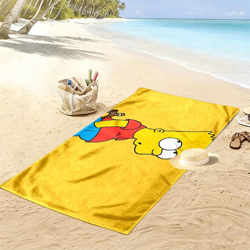 Bart Print Beach Towel, Large Soft Quick Dry Towel for Beach Camping Swimming