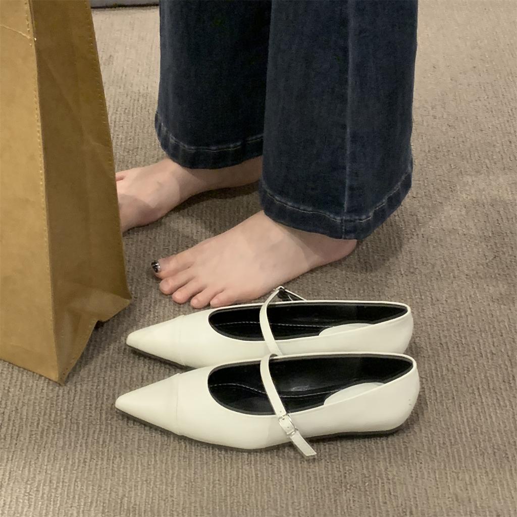 Fashion Flat Shoes for Women Spring Autumn Mary Jane Shoes New Flat Pointed Toe Shallow Silver Casual Plus Size Women's Shoes Ladies