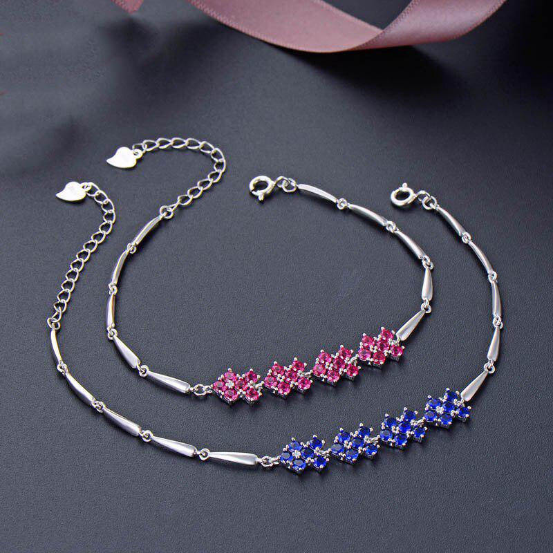 Tancise New Chain Bracelet with 925 Sterling Silver Geometric Sapphire Zircon Gemstone for Women Fashion Jewelry Wedding Gift