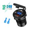 Kebidu Quick Charge QC 3.0 18W USB Car Charger Socket Digital Display Voltmeter Charger Socket with ON-OFF Switch for Auto Motorcycle 12-24V