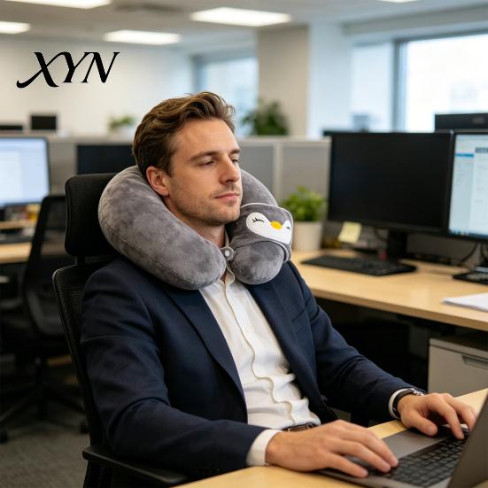 Travel Pillow with Eye Mask 1 Set U-Shaped Mask, Neck Support Pillow, Cute Animal Soft U-shaped Design, for Road Trip Flight Pain Relief