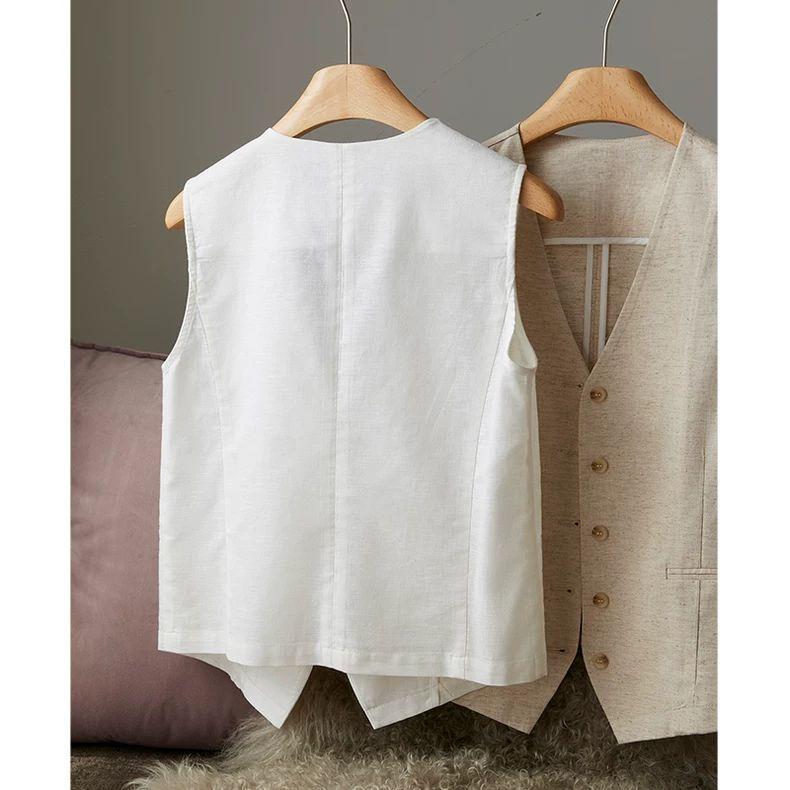 Summer Fashion Slimming Linen Vest for Women Lightweight Trendy Layering Piece