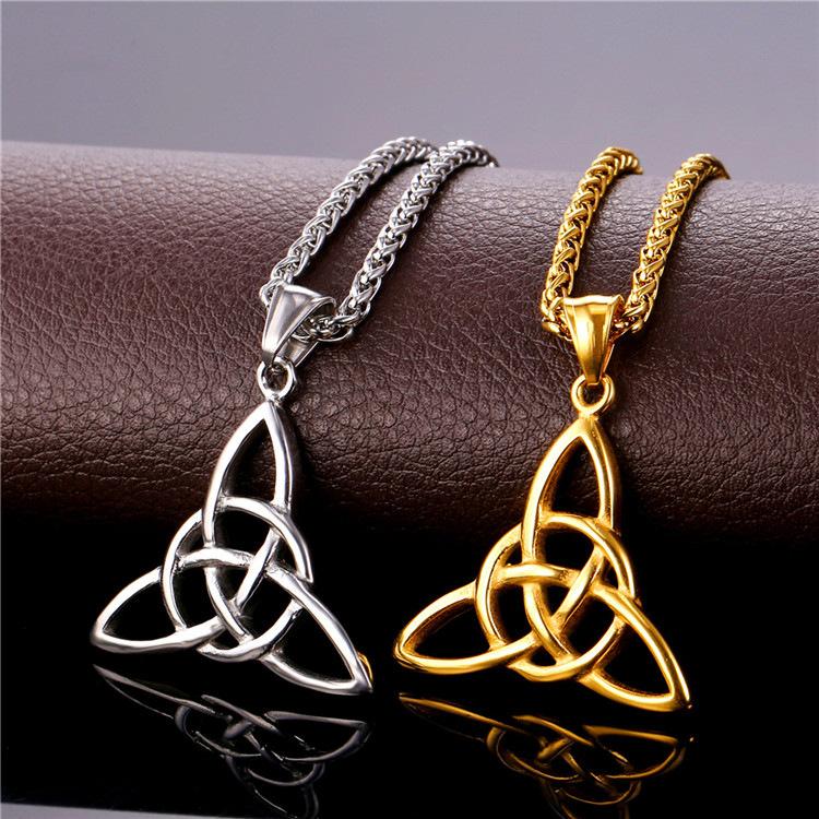 Men Titanium Steel Jewelry Fashion Creative Retro Irish Knot Pendant Necklace Valentine's Day Gift