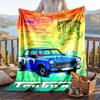 Warm Flannel Blanket Trabant Pattern, Lightweight Comfortable Throw Blanket for Bed Sofa Use