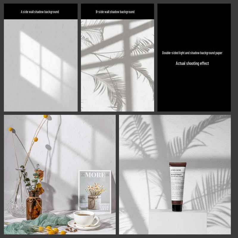 3D Double-Sided Tree Shadow Background Paper for Photography: Minimalist Prop for Cosmetics, Food, and Jewelry Still Life