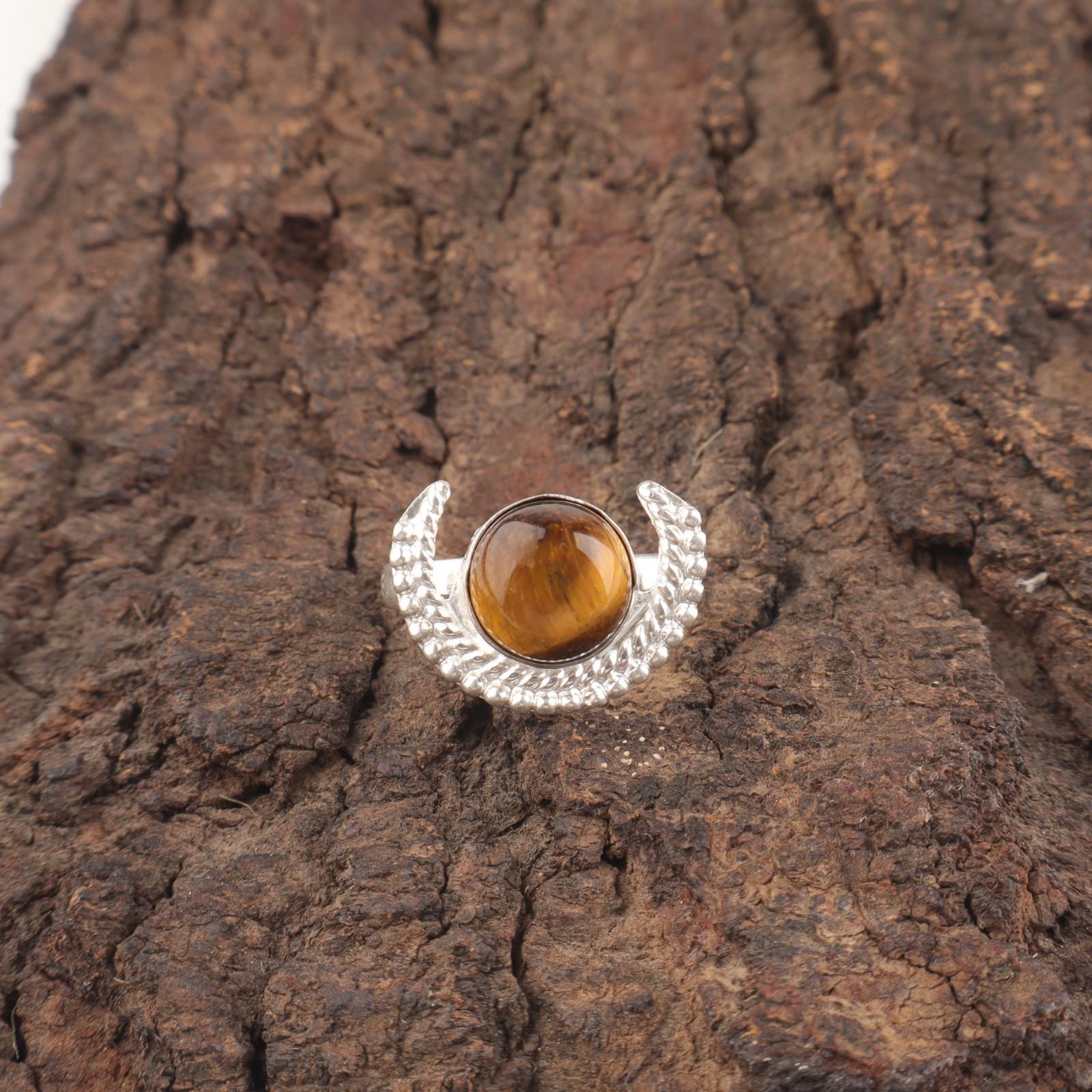 

Round Yellow Tiger Eye Stone 925 Sterling Silver Promise Stackable Ring Jewelry RR-48-30 15
