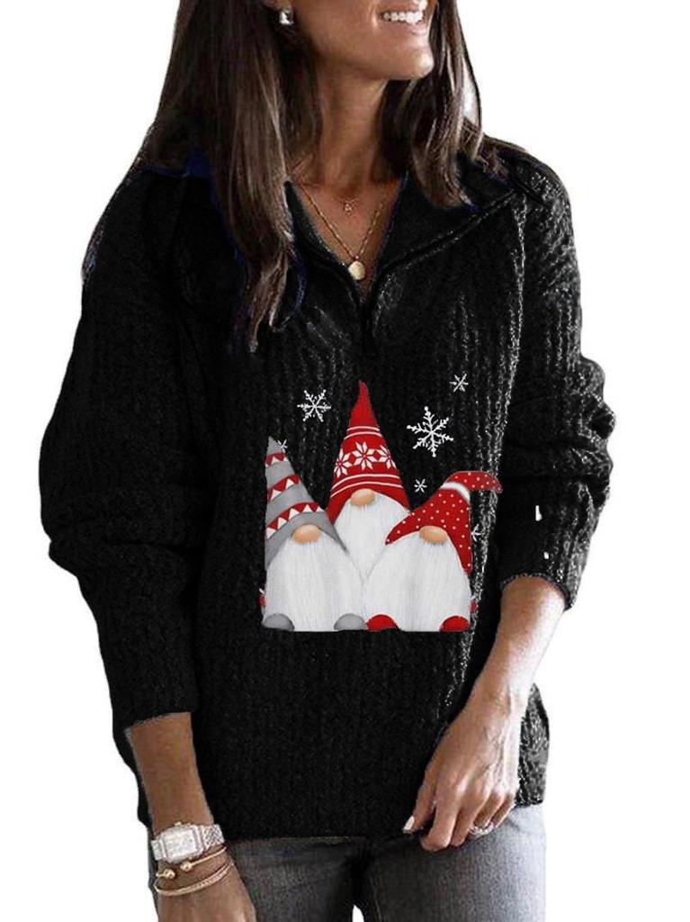 2023 European Women's Long Sleeve Santa Claus Knit Sweater - Autumn Winter Collection