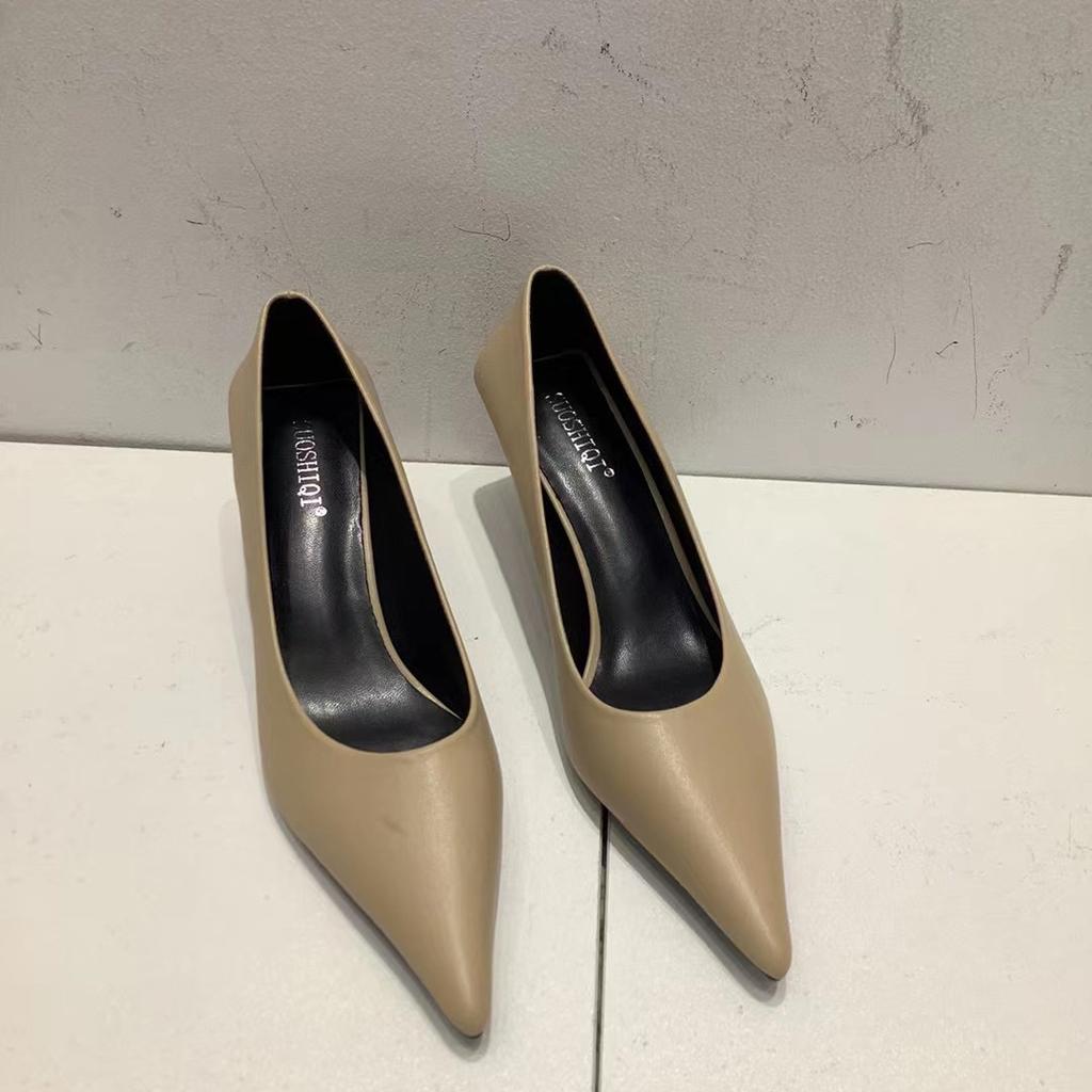 Fashion Pointed Toe Women Pumps 2024 New Arrivals Black/White/Khaki/Green/Pink Shallow Slip On Thin High Heels Pumps Office Shoes Woman