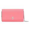 TB Monogram Leather Chain Wallet, Luxury Pink Silver-Tone Hardware Crossbody Clutch Handbag for Women, Evening Out & Daily Use 8024960