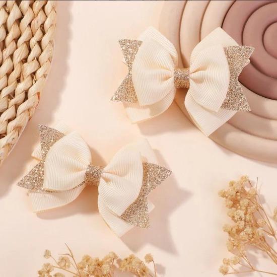 2Pcs/set Baby Dovetail Bow Hair Clips for Women Girls Handmade Glitter Bowknote Hairpins Daily Bowknot Headwear Hair Accessories