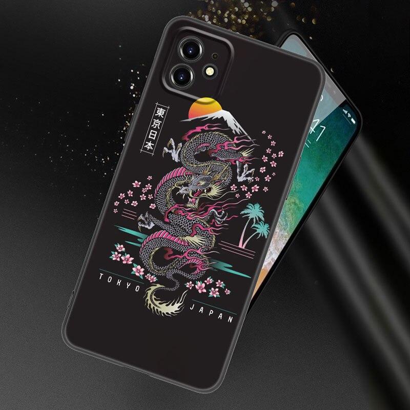 Tokyo Japanese Art Phone Case For Apple iPhone 13 12 Mini 11 Pro XS Max XR X 8 7 6S 6 Plus SE 2022 2020 5S 5 Soft Black Cover