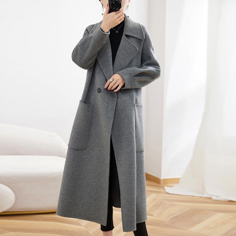 100% Wool Women Coat Autumn Wool Long Coat Handmade Pea Coat Winter Warm Wool Long Jacket Overcoat