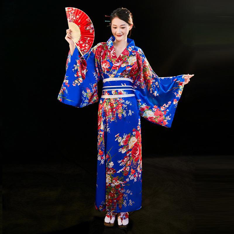 Japanese Traditional Ladies' Formal Yukata Kimono Costume for Anime Cosplay and Stage Performance Photography