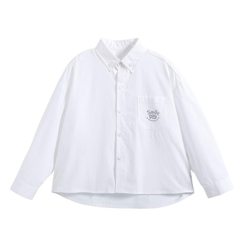 

Luomeng Boys Academy Style White Long-Sleeve Cotton Shirt 140