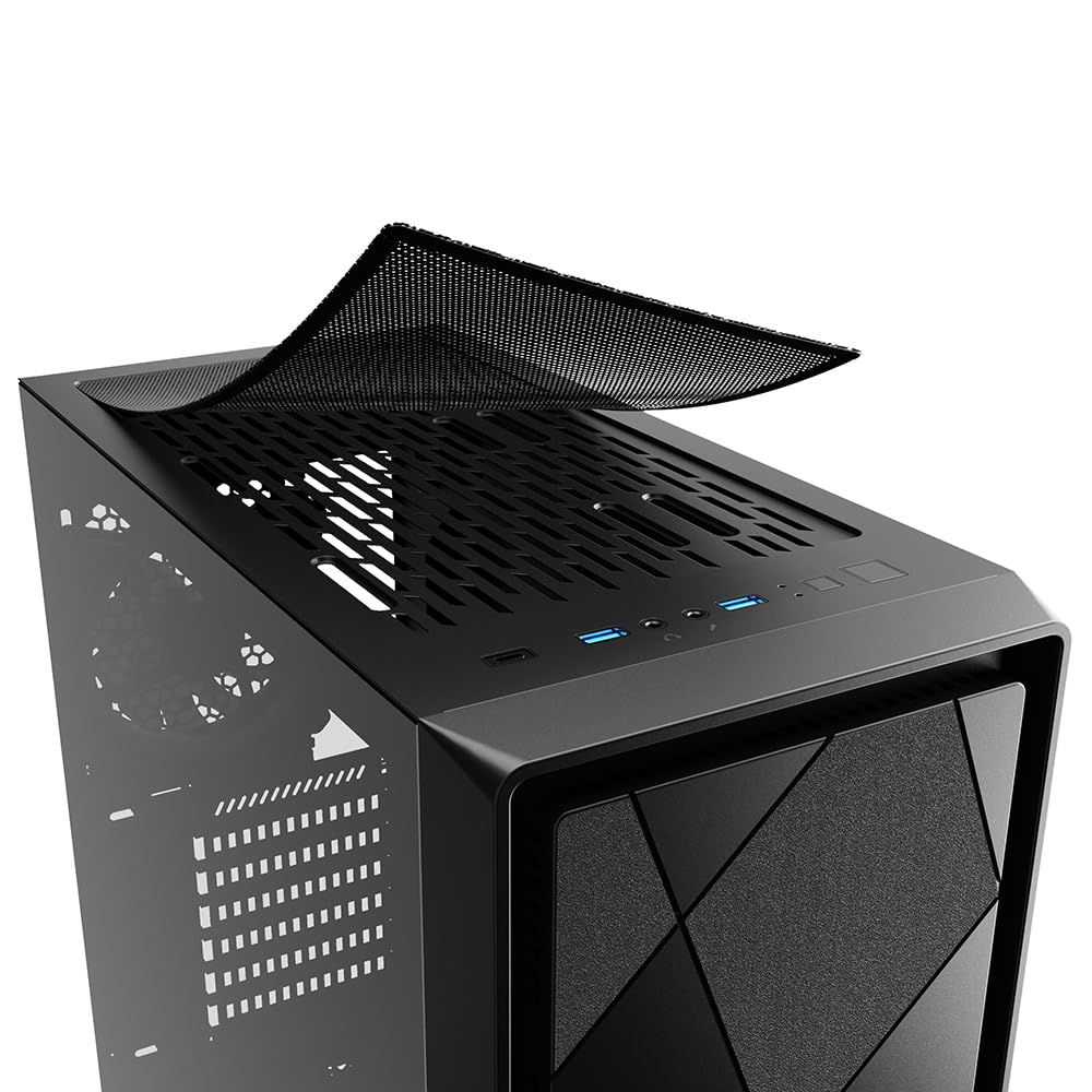 Sharkoon Mid Tower PC Case VS8 RGB Black Checkered Flag Style Front Panel Compatible with ATXMicro ATXMini-ITX Standards Equipped with 2 120mm Fans1