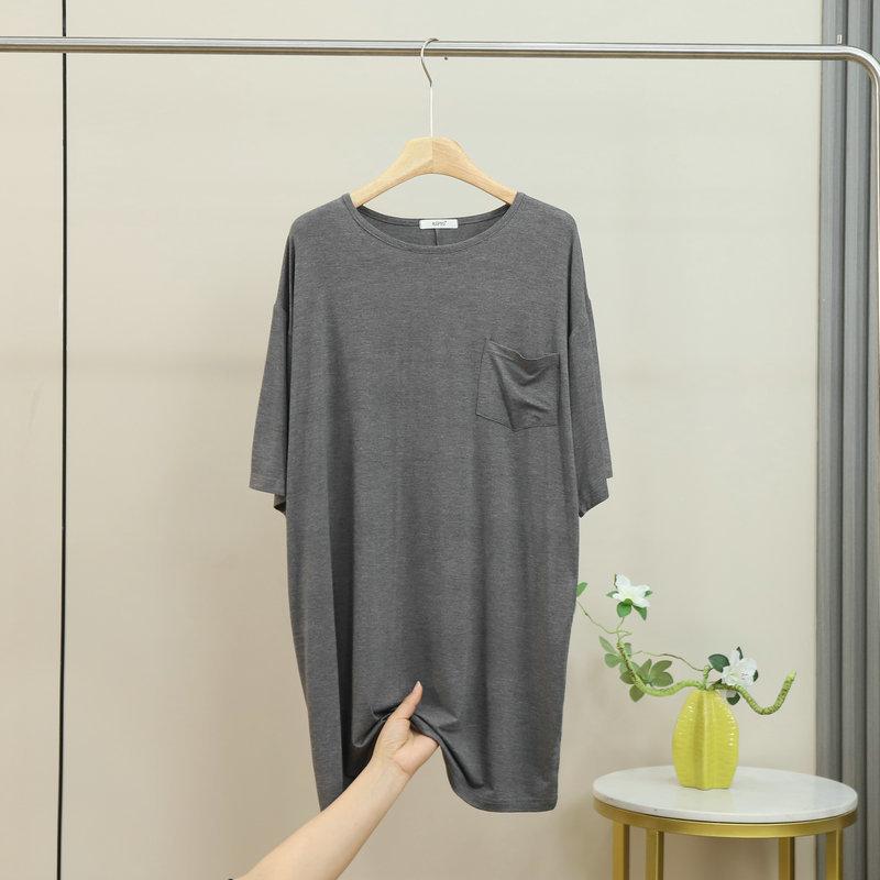 Women's Summer Modal T-Shirt Dress Half Sleeve Tee sleepdress With Pocket Loose Fit Plus Size Lightweight Loungewear Sleep Dress