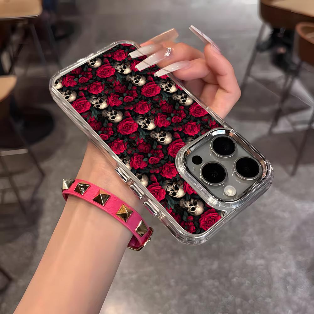Gothic Patterns Raven Skulls Phone Case For IPhone 17 Air 16 15 14 13 12 11 Pro Pro Max Plus Transparent Soft Cover