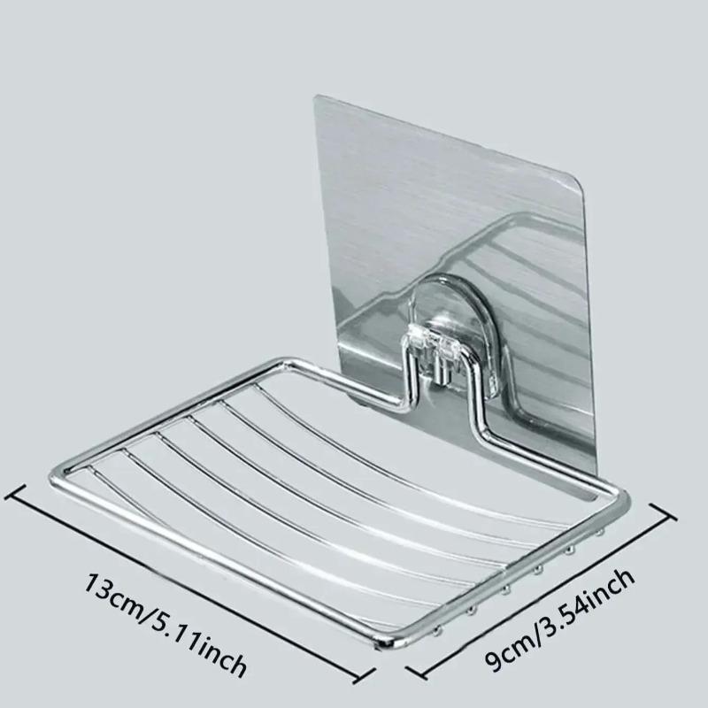 Stainless Steel Soap Rack Punch-free Nail-free Bathroom Single Layer Drain Wall Hanging Soap Box Luxury Shelf Storage Organizer
