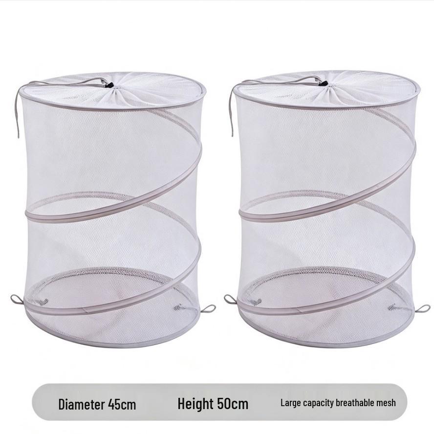 Cesto de Roupa Suja Cilíndrico Grande Dobrável com Cordão para Roupas Sujas e Armazenamento de Necessidades Diárias
